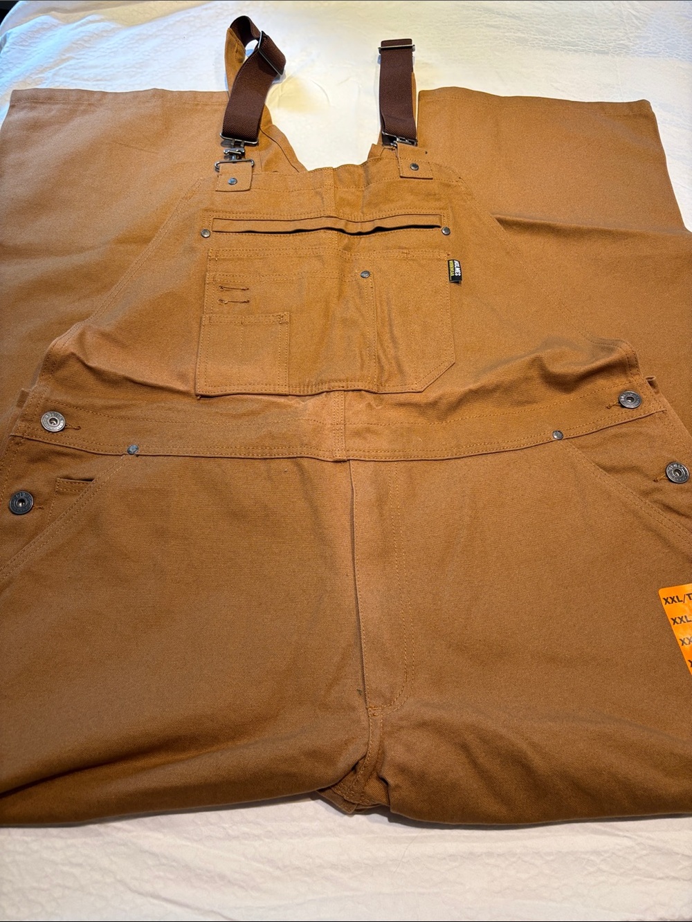 Brown Men's Cargo Bib Overalls - Heavy-Duty Workwear